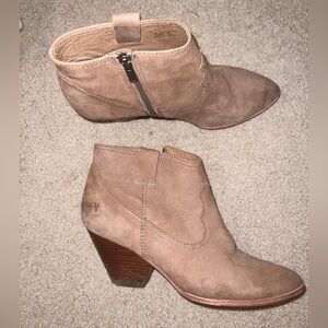 Frye Zip Booties - Brown, Genuine Leather